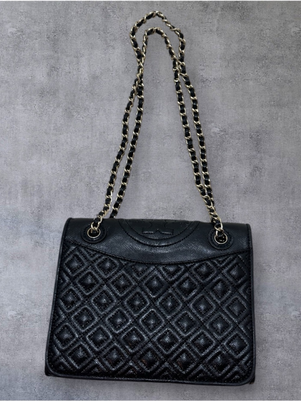 Black Quilted Chain-Handle Shoulder Bag